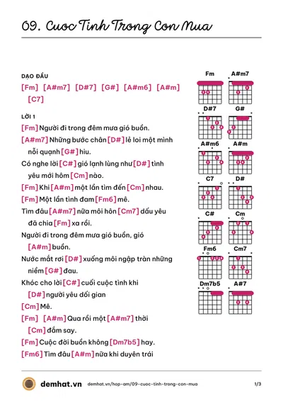 Hợp âm 09. Cuoc Tinh Trong Con Mua (Đan Trường) – bản nhạc PDF trang 1