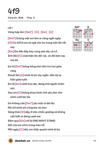 Hợp âm 419 (Dick) – bản nhạc PDF trang 1, tông C