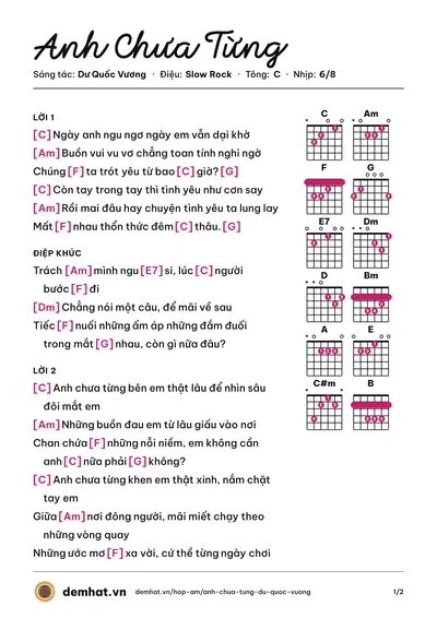 Hợp âm Anh Chưa Từng (Whee!) – bản nhạc PDF trang 1, tông C