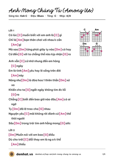 Hợp âm Anh Mong Chúng Ta (Among Us) (Kah C) – bản nhạc PDF trang 1, tông C