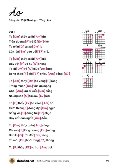 Hợp âm Ảo (Nguyễn Quang) – bản nhạc PDF trang 1, tông Am