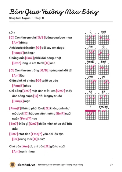 Hợp âm Bản Giao Hưởng Mùa Đông (Juky San) – bản nhạc PDF trang 1, tông C
