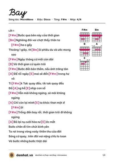 Hợp âm Bay (MicroWave) – bản nhạc PDF trang 1, tông F#m