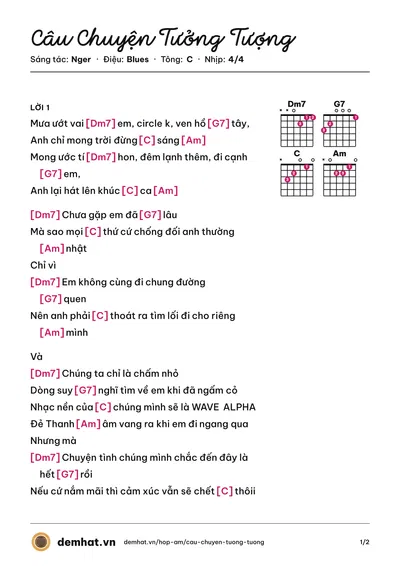 Hợp âm Câu Chuyện Tưởng Tượng (Nger) – bản nhạc PDF trang 1, tông C