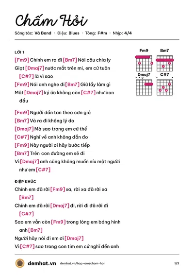 Hợp âm Chấm Hỏi (Vã Band) – bản nhạc PDF trang 1, tông F#m