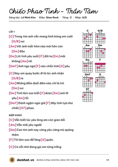 Hợp âm Chiếc Phao Tình - Trần Tâm (Trần Tâm) – bản nhạc PDF trang 1, tông C