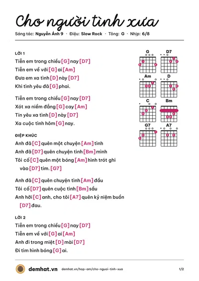 Hợp âm Cho người tình xưa (Thanh Lan (trước 75)) – bản nhạc PDF trang 1, tông G