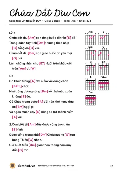 Hợp âm Chúa Dắt Dìu Con (Tốp Ca) – bản nhạc PDF trang 1, tông Am