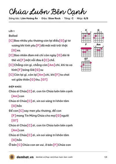 Hợp âm Chúa Luôn Bên Cạnh (Lâm Hoàng Ân) – bản nhạc PDF trang 1, tông C