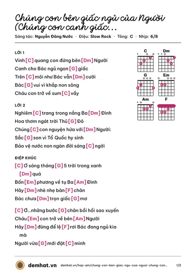 Hợp âm Chúng con bên giấc ngủ của Người (Chúng con canh giấc ngủ cho Người) (Thu Hiền) – bản nhạc PDF trang 1, tông C