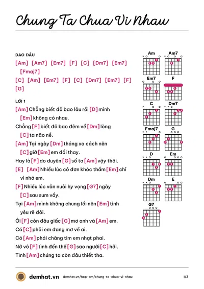 Hợp âm Chung Ta Chua Vi Nhau (Bằng Cường) – bản nhạc PDF trang 1