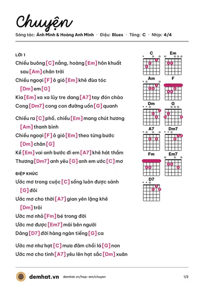 Hợp âm Chuyện (Thùy Chi) – bản nhạc PDF trang 1, tông C