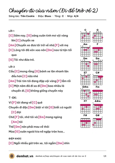 Hợp âm Chuyến đi của năm (Đi để trở về 2) (Tiên Cookie) – bản nhạc PDF trang 1, tông C