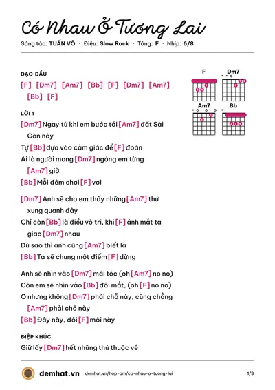 Hợp âm Có Nhau Ở Tương Lai (TUẤN VÕ) – bản nhạc PDF trang 1, tông F