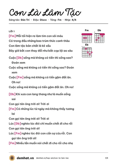 Hợp âm Con Là Lâm Tặc (Phước Sang) – bản nhạc PDF trang 1, tông Fm
