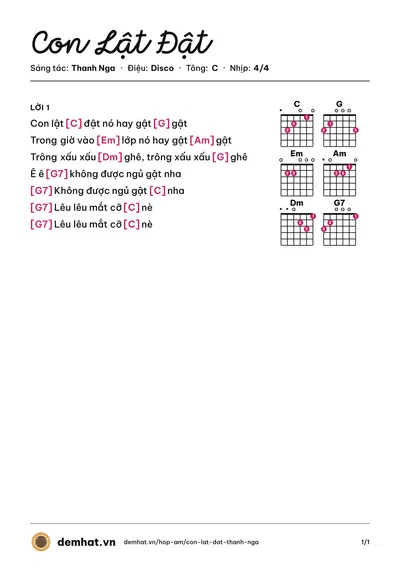 Hợp âm Con Lật Đật (Thùy My) – bản nhạc PDF trang 1, tông C