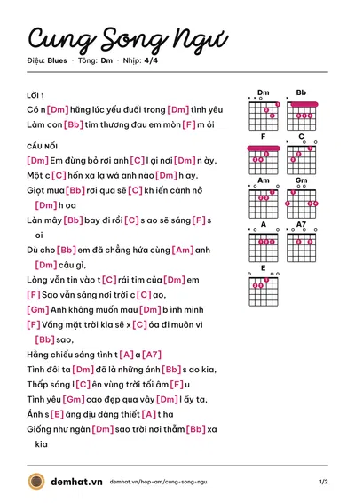 Hợp âm Cung Song Ngư (Phạm Khánh Hưng) – bản nhạc PDF trang 1, tông Dm