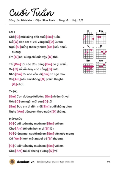 Hợp âm Cuối Tuần (Nguyên Hà) – bản nhạc PDF trang 1, tông G