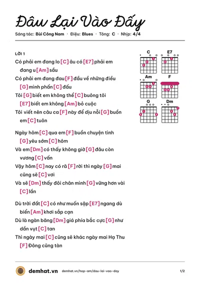 Hợp âm Đâu Lại Vào Đấy (Bùi Công Nam) – bản nhạc PDF trang 1, tông C