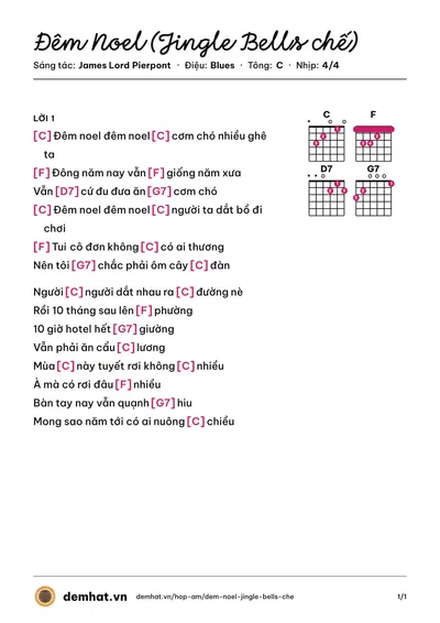 Hợp âm Đêm Noel (Jingle Bells chế) (Phương Nam) – bản nhạc PDF trang 1, tông C