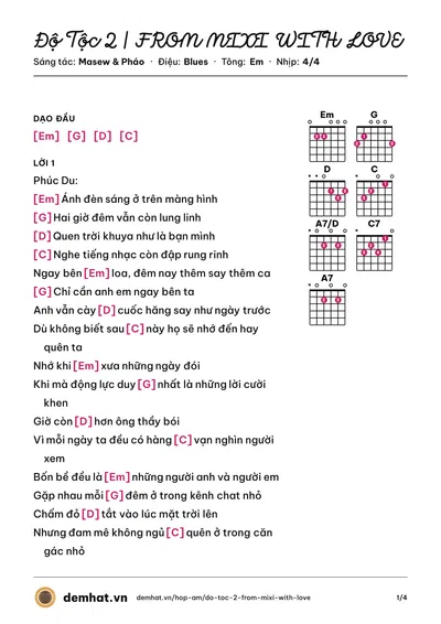 Hợp âm Độ Tộc 2 | FROM MIXI WITH LOVE (Độ Mixi) – bản nhạc PDF trang 1, tông Em