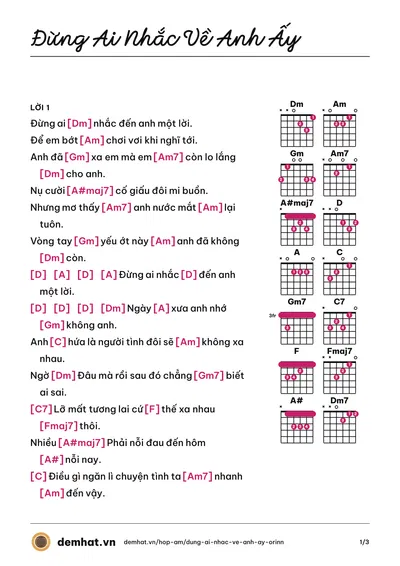Hợp âm Đừng Ai Nhắc Về Anh Ấy (Orinn) – bản nhạc PDF trang 1