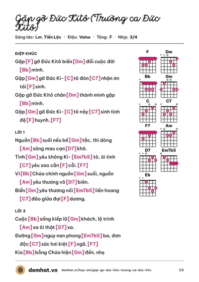 Hợp âm Gặp gỡ Đức Kitô (Trường ca Đức Kitô) (Cẩm Tú) – bản nhạc PDF trang 1, tông F