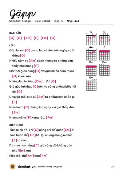 Hợp âm Gặpp (Kinagii) – bản nhạc PDF trang 1, tông C