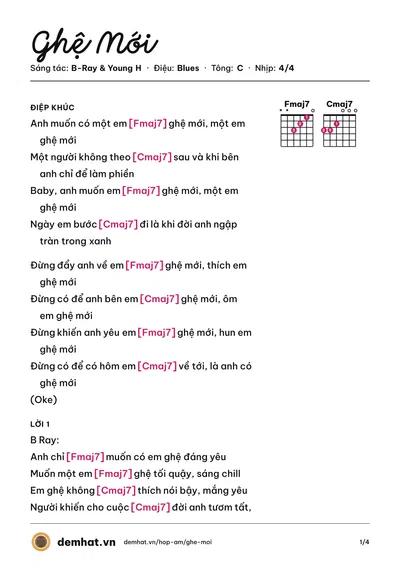 Hợp âm Ghệ Mới (B-Ray) – bản nhạc PDF trang 1, tông C