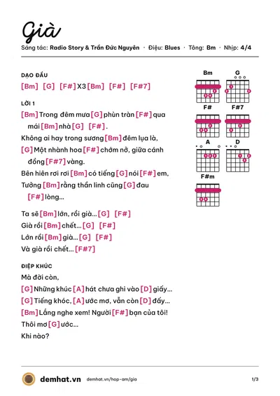 Hợp âm Già (Radio Story) – bản nhạc PDF trang 1, tông Bm