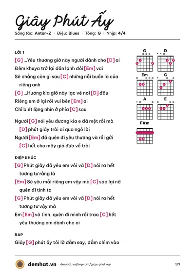 Hợp âm Giây Phút Ấy (Antar-Z) – bản nhạc PDF trang 1, tông G