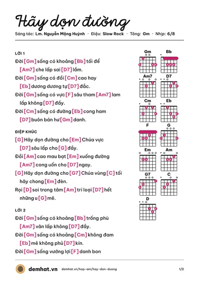 Hợp âm Hãy dọn đường (Nguyễn Hồng Ân) – bản nhạc PDF trang 1, tông Gm