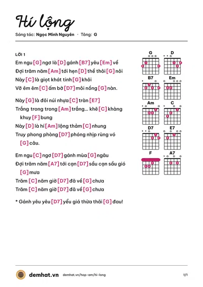 Hợp âm Hí lộng (Sao Mai) – bản nhạc PDF trang 1, tông G