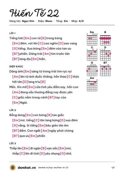 Hợp âm Hiến Tế 22 (Gia Ân) – bản nhạc PDF trang 1, tông Em
