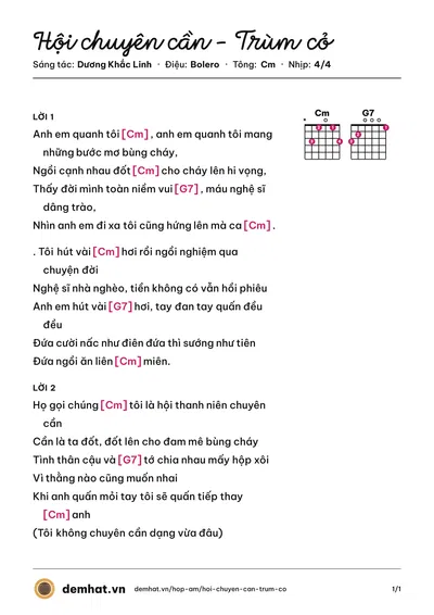 Hợp âm Hội chuyên cần - Trùm cỏ (Mr Dog Musik) – bản nhạc PDF trang 1, tông Cm