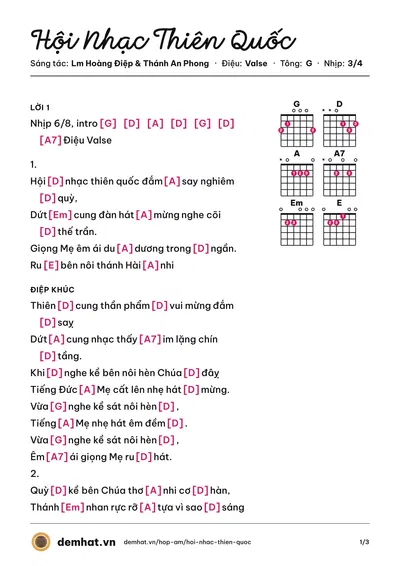 Hợp âm Hội Nhạc Thiên Quốc (Ca đoàn Ca Lên Đi) – bản nhạc PDF trang 1, tông G