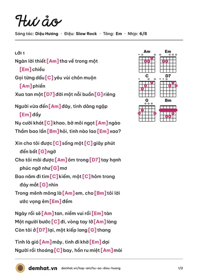 Hợp âm Hư ảo (Trọng Bắc) – bản nhạc PDF trang 1, tông Em