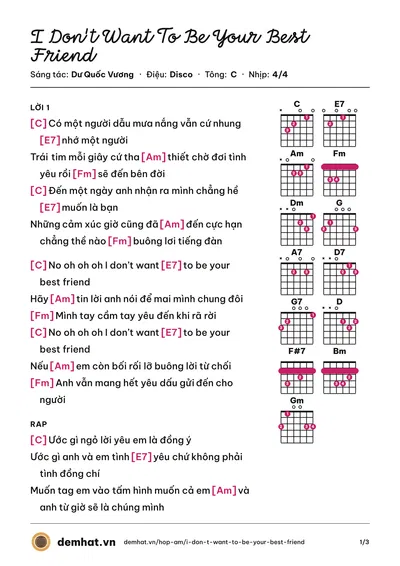 Hợp âm I Don't Want To Be Your Best Friend (Whee!) – bản nhạc PDF trang 1, tông C