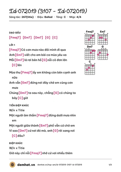 Hợp âm Id 072019 (3107 – Id 072019) (267(titie)) – bản nhạc PDF trang 1, tông C