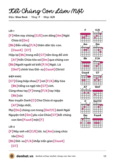 Hợp âm Kết Chúng Con Làm Một – bản nhạc PDF trang 1, tông F