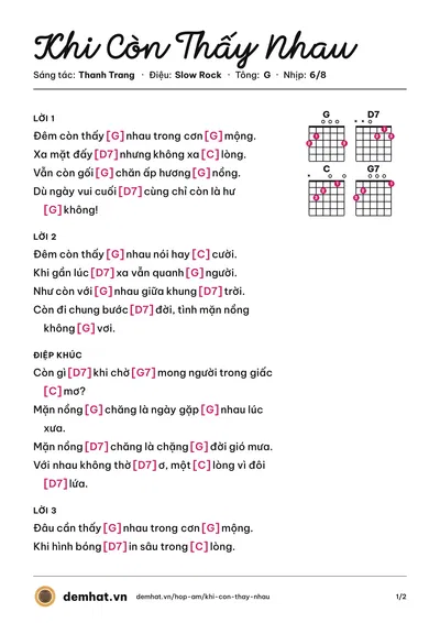 Hợp âm Khi Còn Thấy Nhau (Hồng Tước) – bản nhạc PDF trang 1, tông G