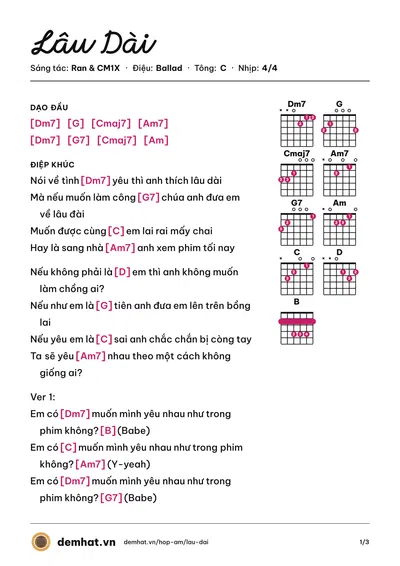 Hợp âm Lâu Dài (Ran) – bản nhạc PDF trang 1, tông C