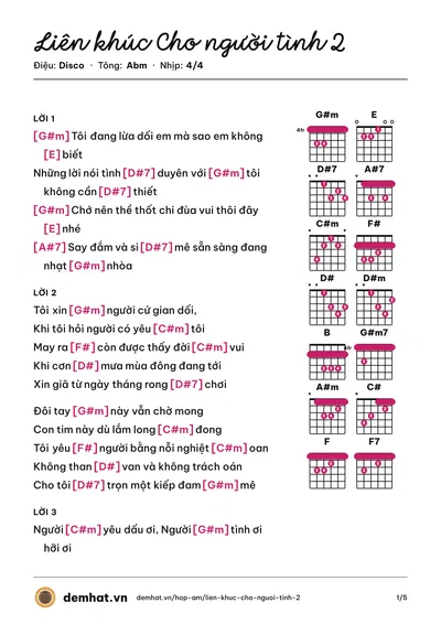 Hợp âm Liên khúc Cho người tình 2 – bản nhạc PDF trang 1, tông Abm