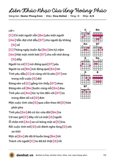 Hợp âm Liên Khúc Nhạc Của Ưng Hoàng Phúc (Ưng Hoàng Phúc) – bản nhạc PDF trang 1, tông C