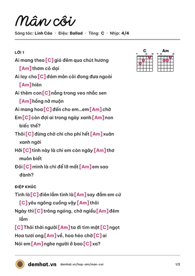 Hợp âm Mân côi (Linh Cáo) – bản nhạc PDF trang 1, tông C