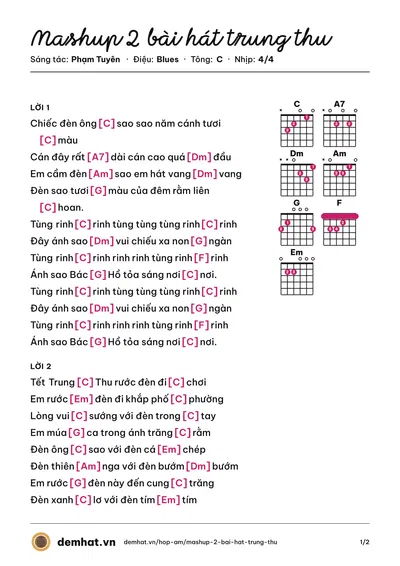 Hợp âm Mashup 2 bài hát trung thu (Phạm Tuyên) – bản nhạc PDF trang 1, tông C