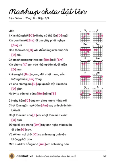 Hợp âm Mashup chưa đặt tên – bản nhạc PDF trang 1, tông C