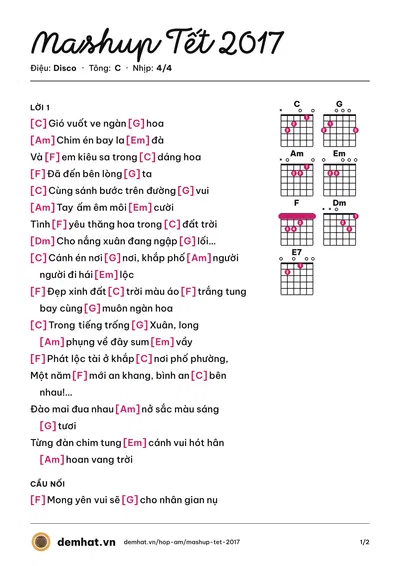 Hợp âm Mashup Tết 2017 (Hiếu Minh Lê) – bản nhạc PDF trang 1, tông C
