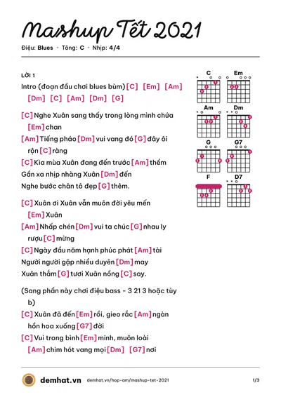 Hợp âm Mashup Tết 2021 – bản nhạc PDF trang 1, tông C