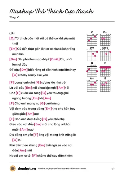 Hợp âm Mashup Thả Thính Cực Mạnh (Fanny) – bản nhạc PDF trang 1, tông C